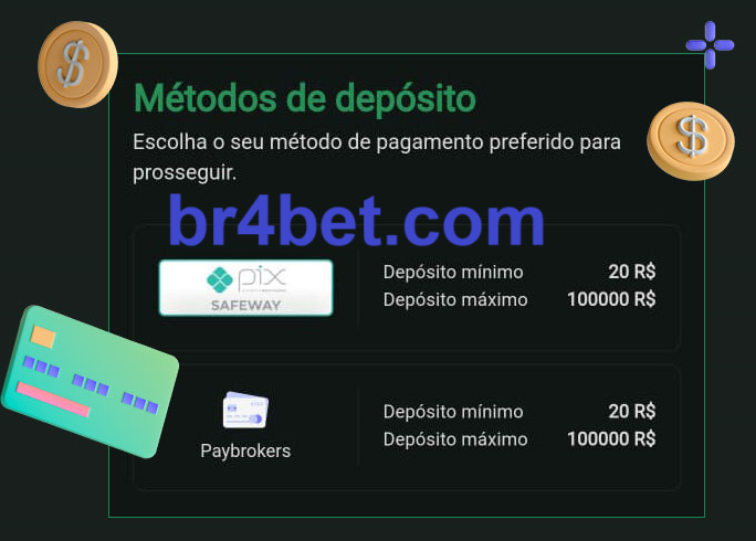 O cassino br4bet oferece uma grande variedade de métodos de pagamento